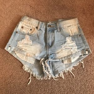 Showpo Denim Shorts, size 0/2, destroyed